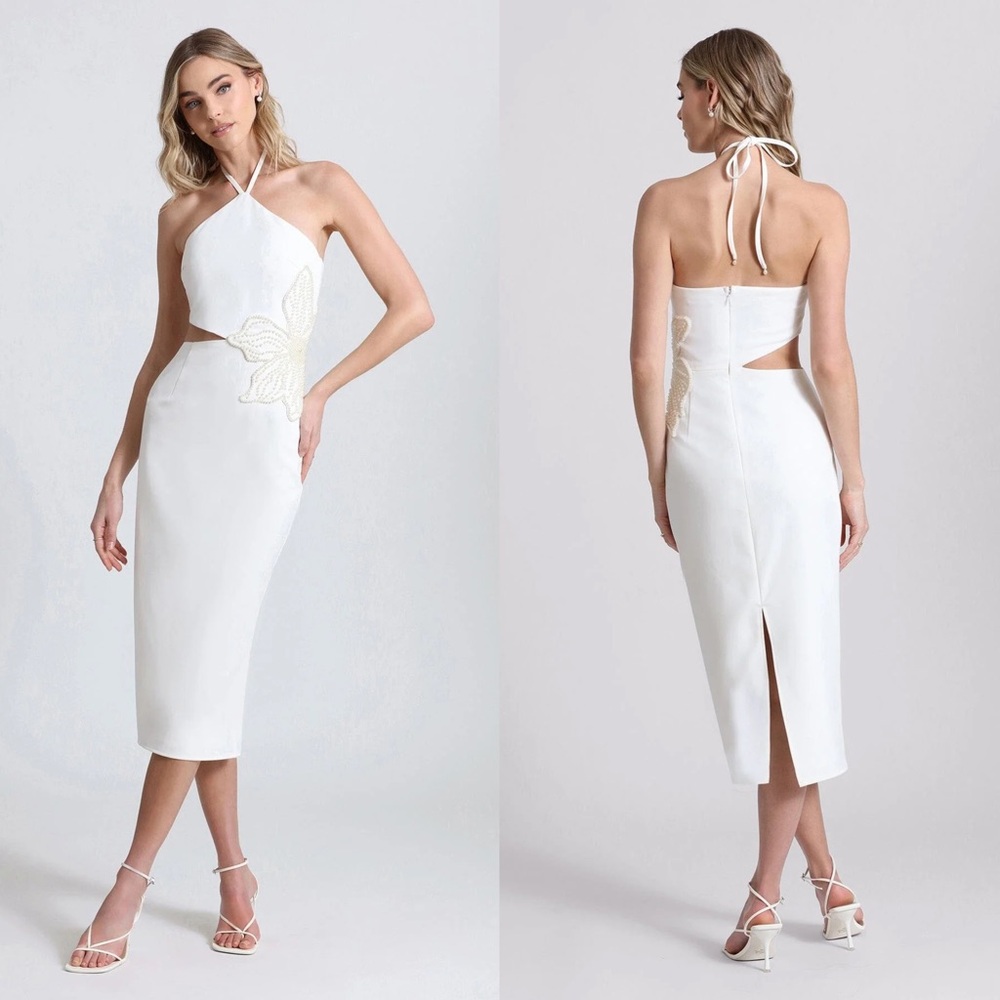 Avec Les Filles White Halter Wedding Dress